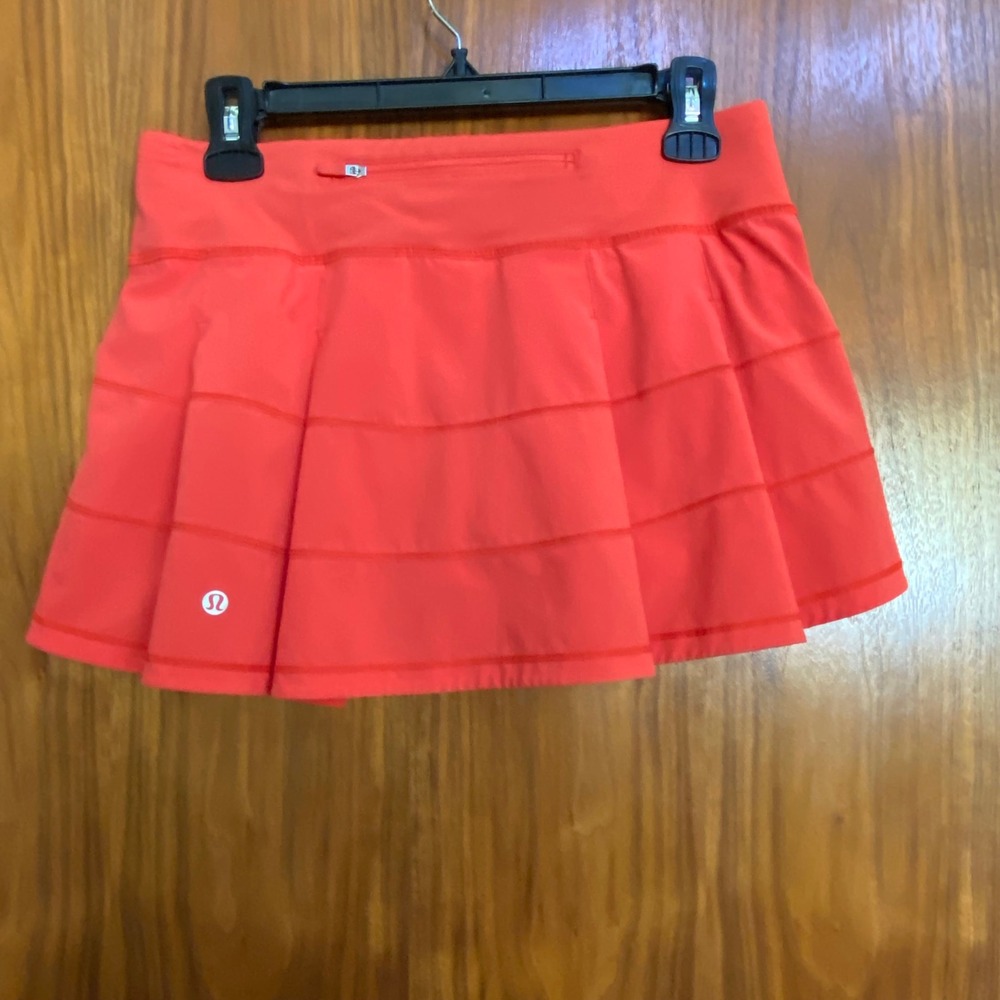 Lululemon Pace Setter Skirt Coral Pink Pleated Running Tennis Skort Size 6